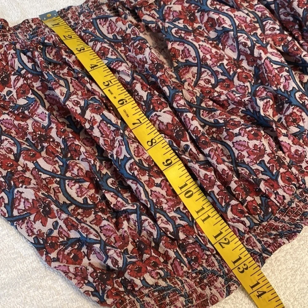 Free People blouse cropped off shoulder long sleeve floral print Size small